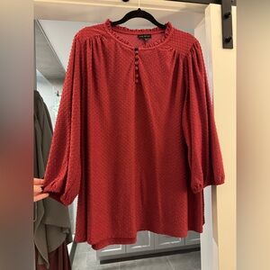 Lane Bryant Red Textured Blouse